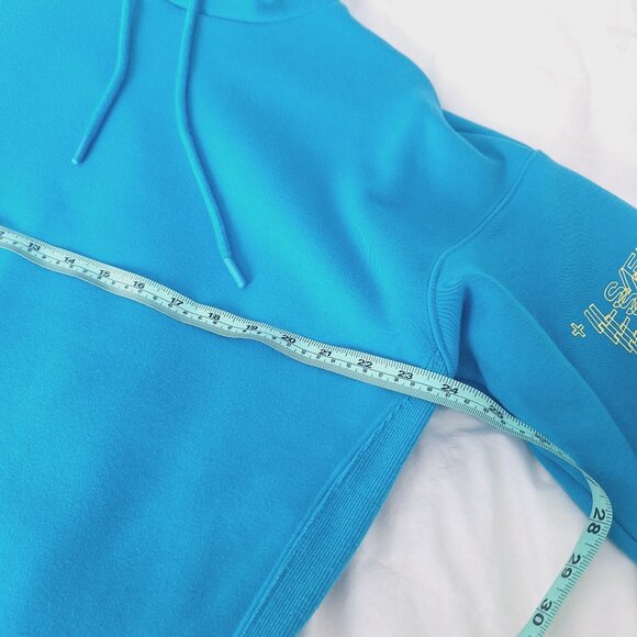 Positive Attitude Happy Smiley Print Hoodie (Blue) - Picture 6 of 8